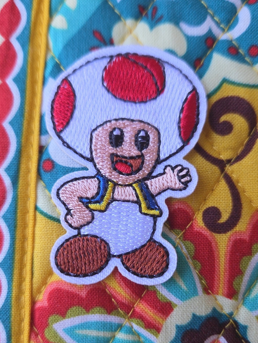 Super Mario Toad Iron-On Patch — White & Red Toad Character